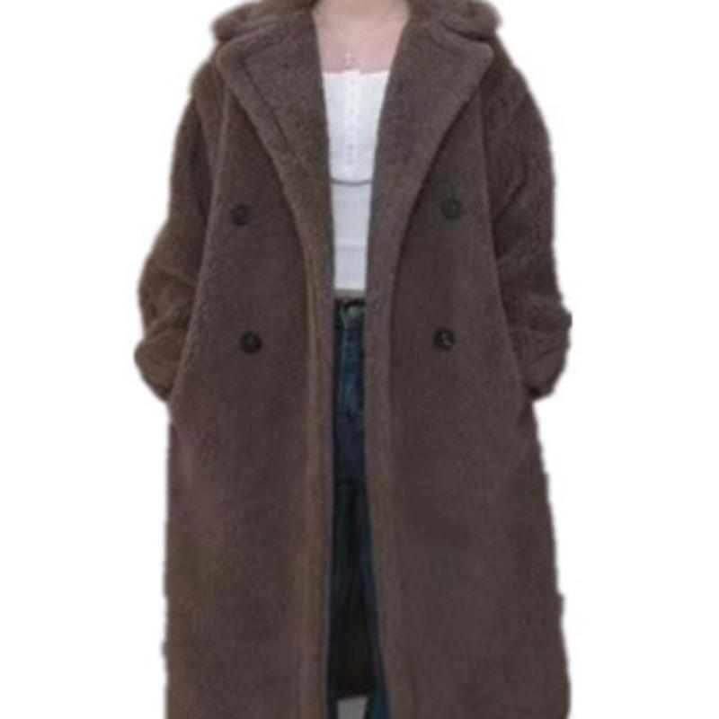 Teddy bear coat women's long thickened imitation lamb wool plush coat imitation sheep shearing cotton clothing winter loose