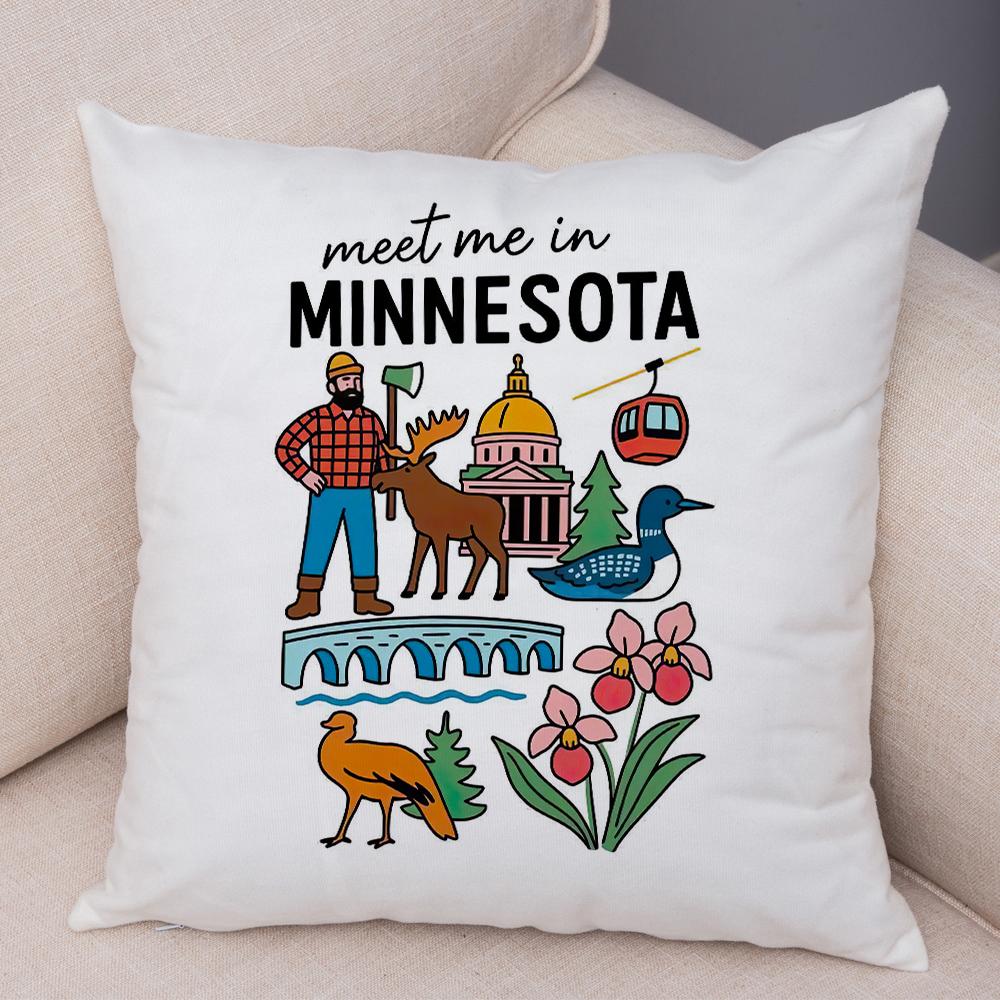 North Carolina Design Pillowcase Double Print Oklahoma Theme Cushion Cover Soft Plush North Dakota Style Pillowcase for Sofa