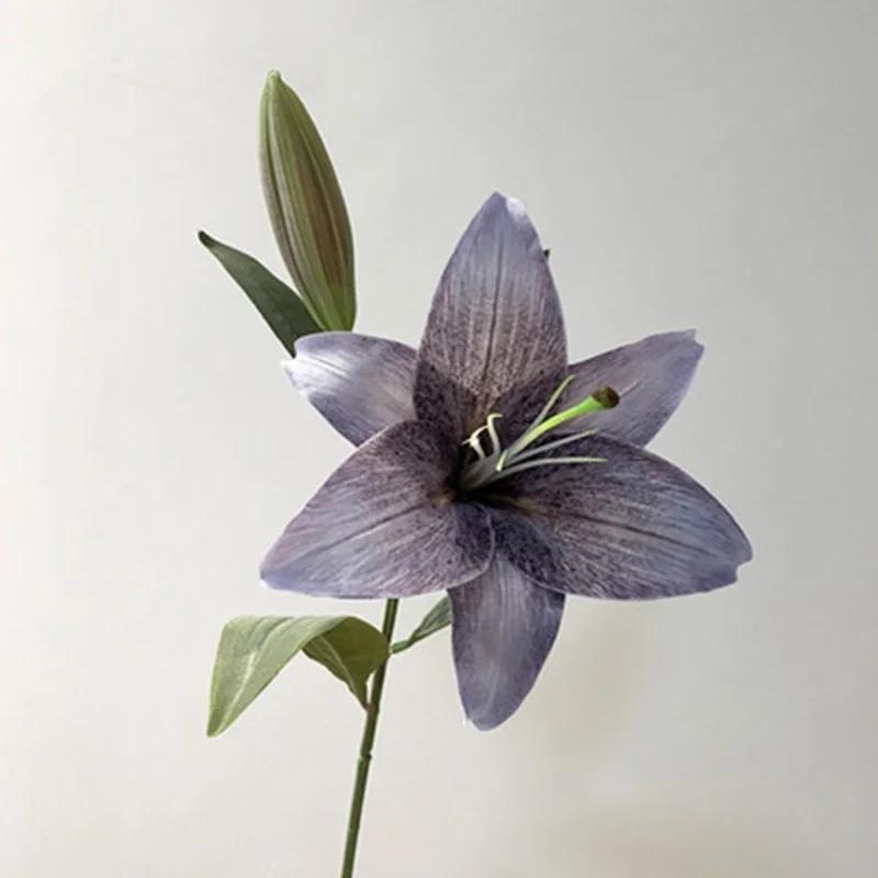Artificial Plants Ornament Premium Lily Artificial Flower Living Room TV Cabinet Dining Table Vase Flower Arrangement Decoration