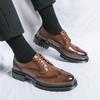 Men's Shoes Large Size New Casual Shoes Fashion British Style Business Dress Leather Shoes Men's Retro Engraved Small Leather Shoes