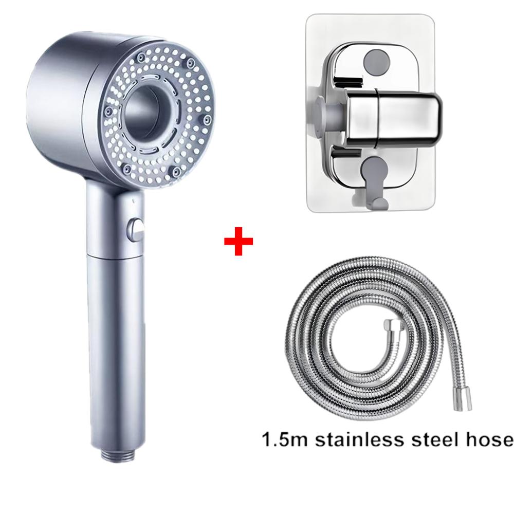 5 Modes One Key Stop Water-saving Shower Head Handheld Large Flow High-pressure Shower Nozzle with Filter Bathroom Showerhead