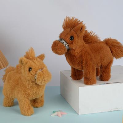 Simulation Plush Horse Toy with Sound Electric Walking Interactive Horse Plushie Toddlers Boys Girls Educational Stuffed Animal Toy