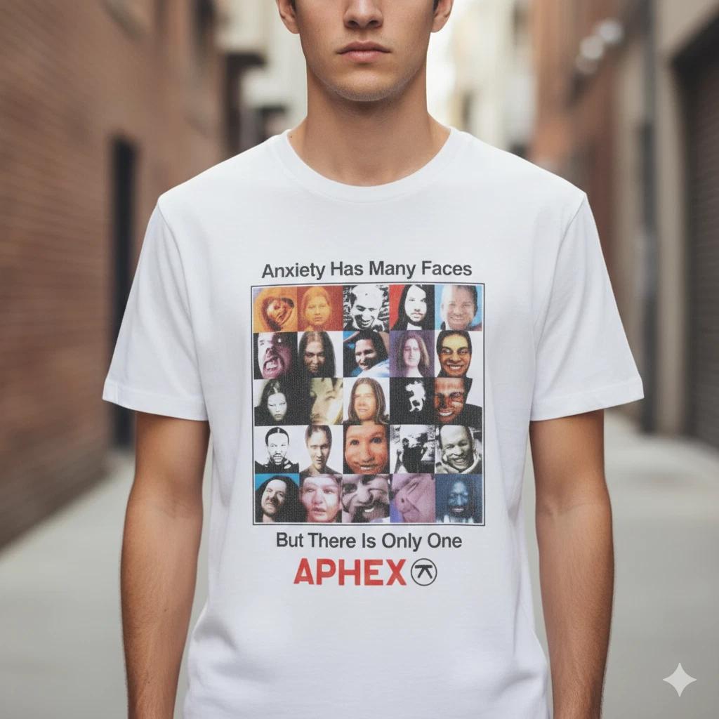 Aphex Twin Anxiety Has Many Faces Graphic White Unisex T-Shirt - S034 3XL