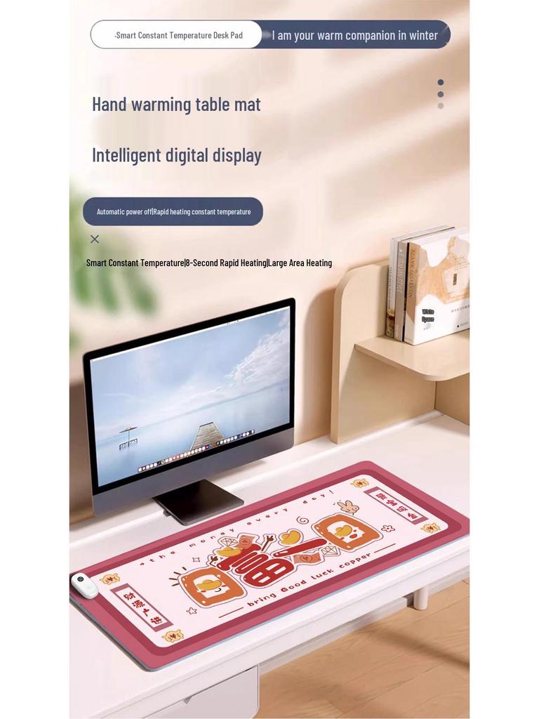 Large Odorless Cartoon Heating Desk Pad - Warm Office Mouse & Table Mat