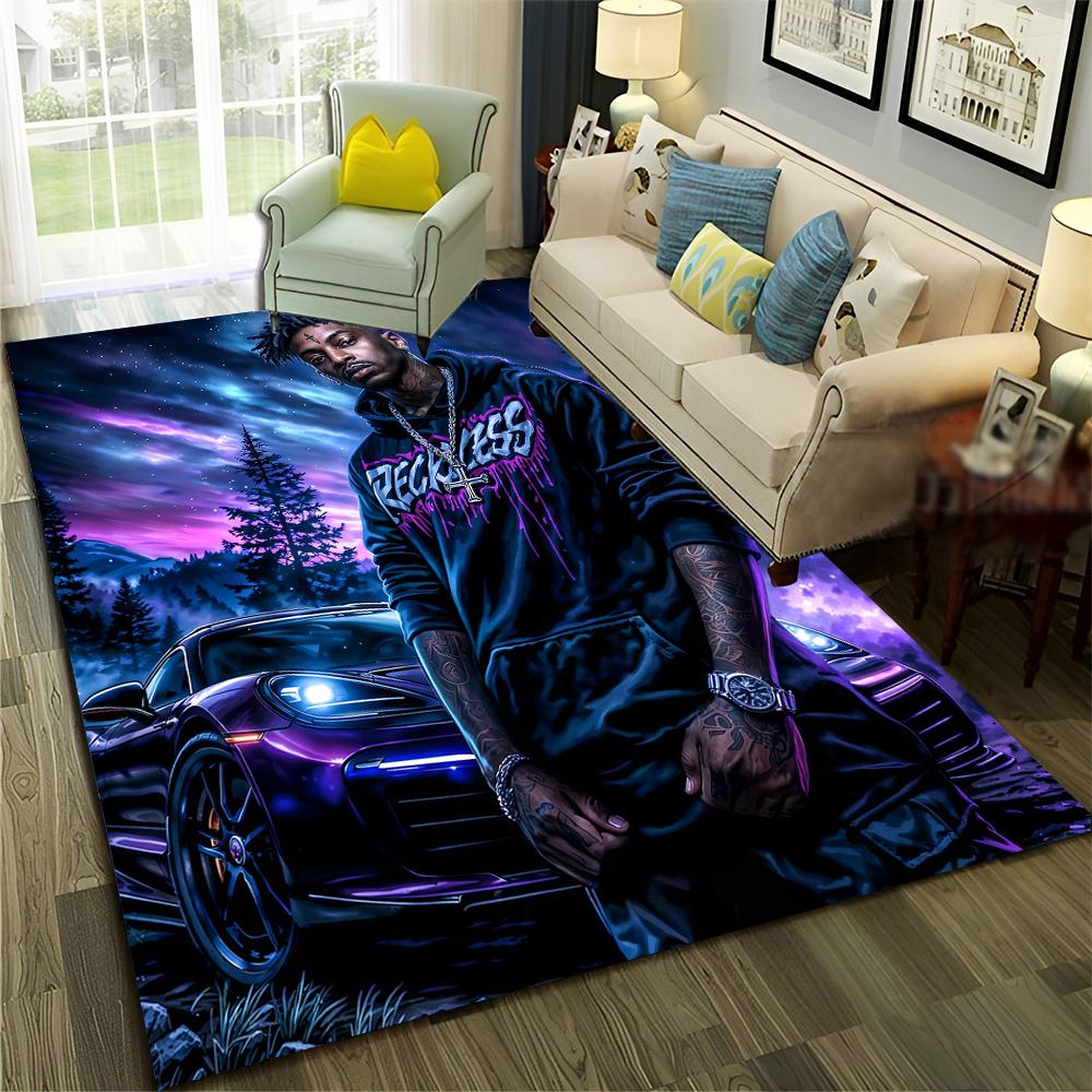 New Legend Rappers Star Art Cartoon Hip Hop Rug for Bedroom Living Room Sofa Home Doormat Decor,Kid Play Non-slip Floor Mat