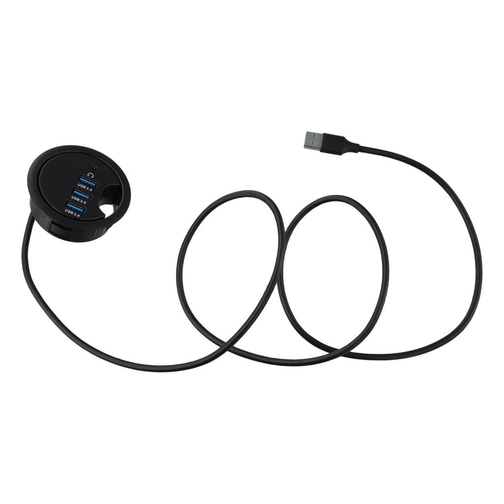 Compact USB Hub Audio Interface Dock 1.2m Cable Length 5Gbps Data Transfer Speed Compact Desk Grommet Solution