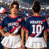 Frankreich Mbappe Nr. 10 Print T-Shirt Für Damen Sommer Kurzarm Sexy Crop Top Fußballtrikot Y2k Surfen T-Shirts Lässige Oberteile