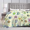 Tamagotchis Cartoon Blankets Kawaii Game Flannel Vintage Warm Throw Blankets for Home Autumn/Winter