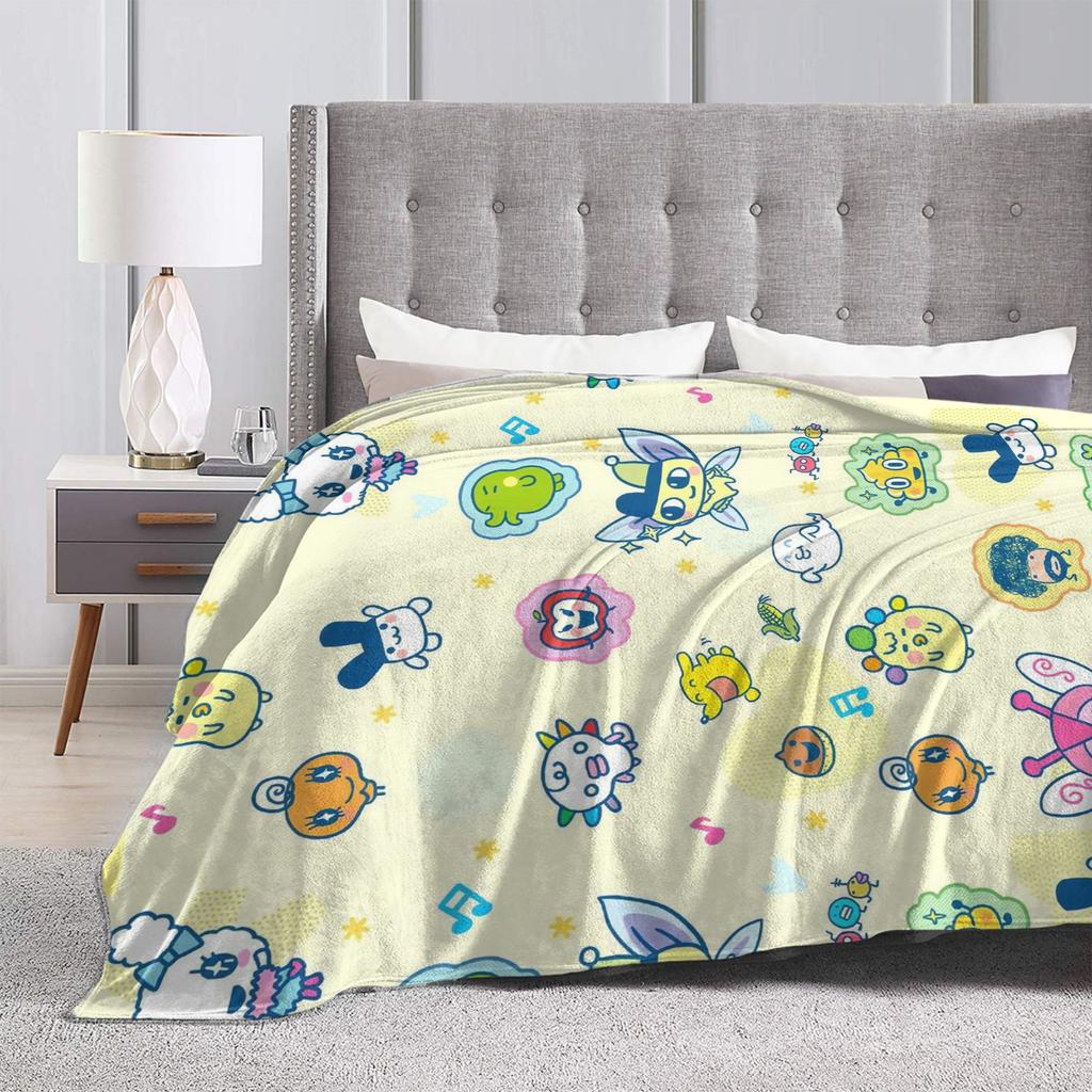 Tamagotchis Cartoon Blankets Kawaii Game Flannel Vintage Warm Throw Blankets for Home Autumn/Winter