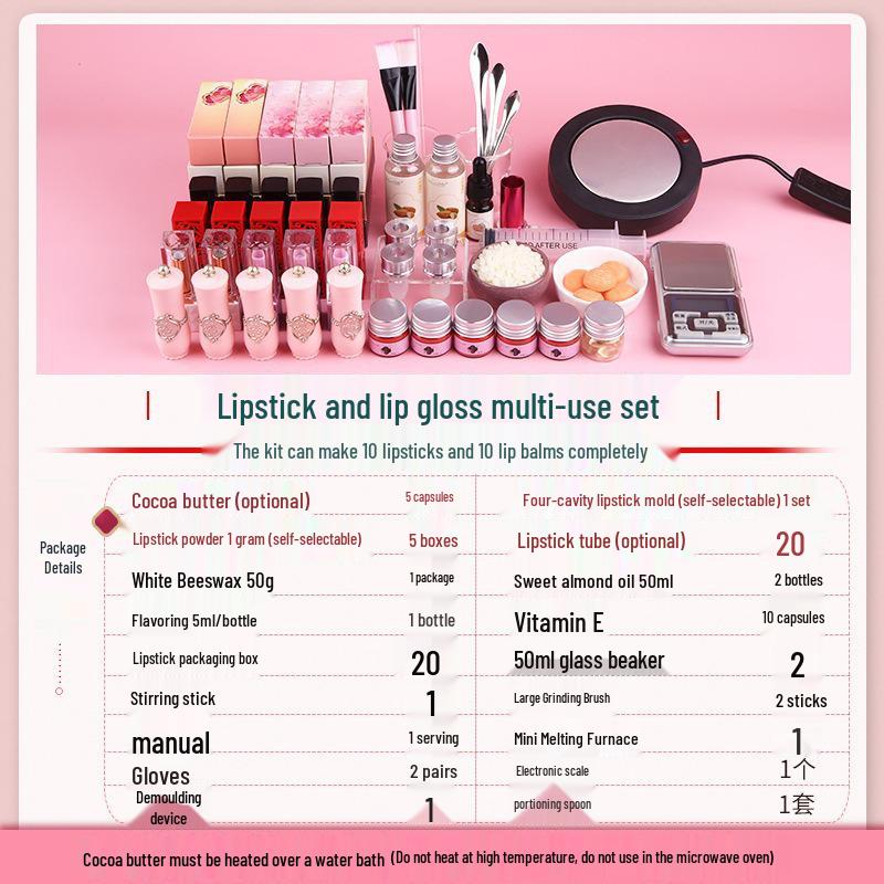 

Набор для самостоятельного изготовления помады: Набор какао-масла, красителей, инструментов и форм