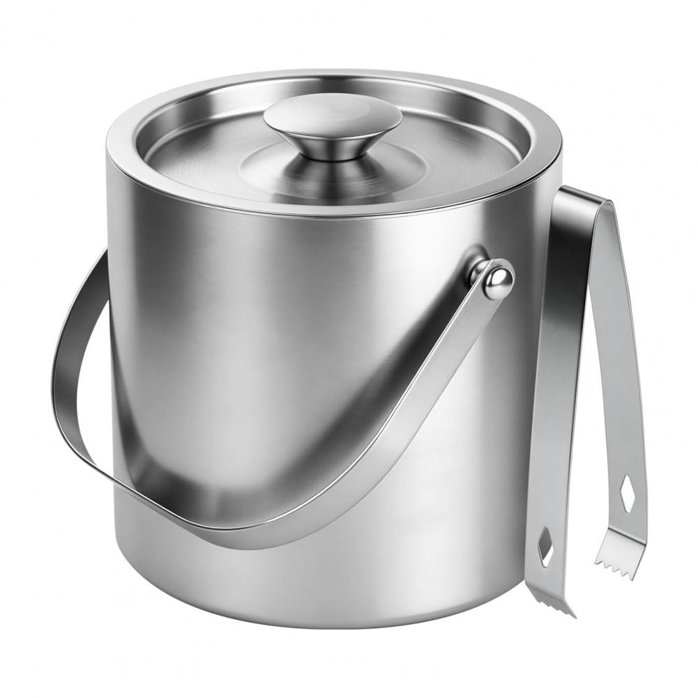 Capacity Ice Bucket Double Wall Insulated Ice Bucket Stainless Steel Ice Bucket with Lid Tongs Double Wall Insulated Capacity
