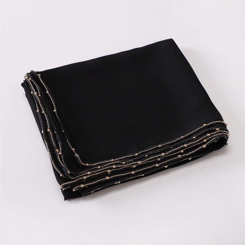 

Gold Ball Bubble Chiffon Hijab Ramadan Solid Scarves Necklace Chain Shawls Women Sunscreen Headscarf Outdoor Windproof Head Wrap