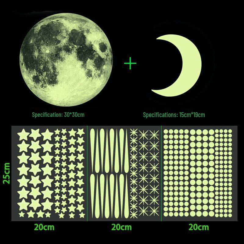 

YG908 Светящиеся в темноте наклейки на стену «Звезда и Луна» для детских комнат с падающими звездами и флуоресцентными наклейками в горошек