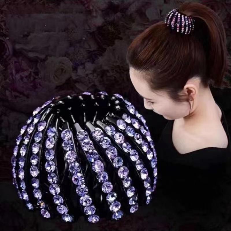 Women Nest Buckle Tail Diamond Horse Braiding Drill Hair Clip