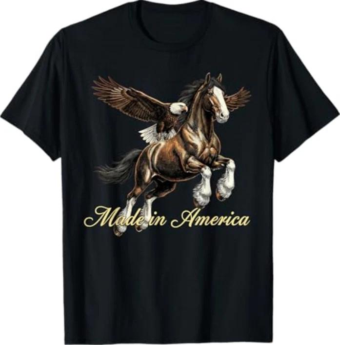 Made In America Western Horse Eagle Design Tshirt S