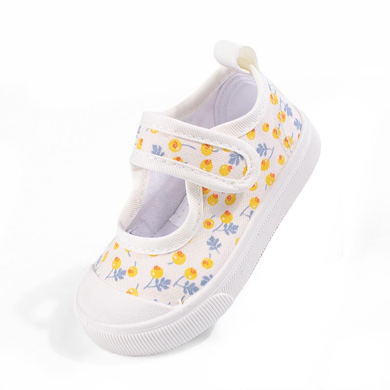 Spring Stylish Printed Soft Sole Velcro Square Toe Baby Girls' Shoes