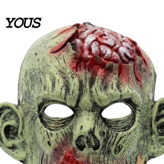 Realistyczny Kostium Zombie na Halloween Zielona Maska, Maska na Całą Twarz z Symulowaną Teksturą Uszkodzonego Ciała i Krwi na Imprezowe Rekwizyty dla Strasznego Cosplay