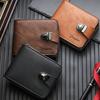 New PU Leather Short Wallet Zipper Buckle Solid Color Coin Pocket Card Holder Men