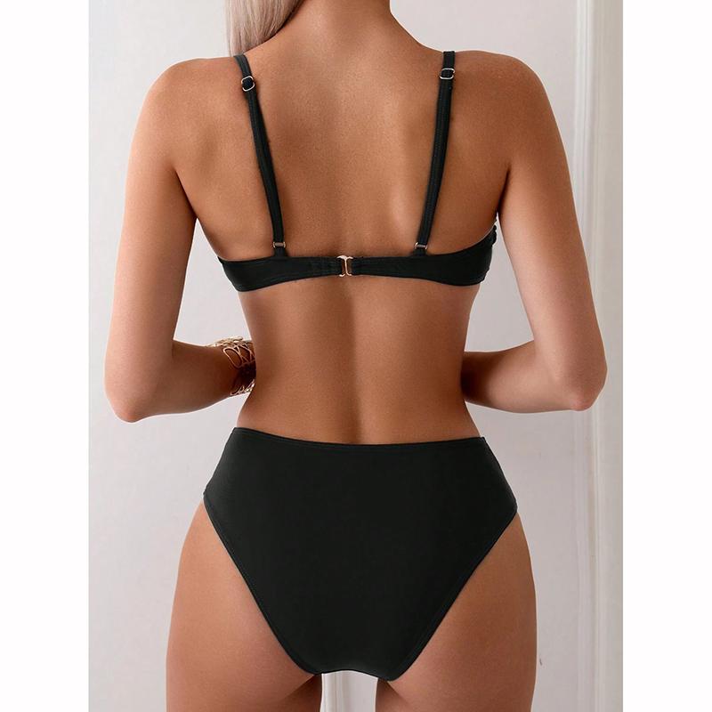 Costumi da Bagno da Donna Costumi da Bagno Monocolore Push Up Costume da Bagno Sexy Due Pezzi Vita Alta Set Bikini Estivi Bikini ad Alto Taglio