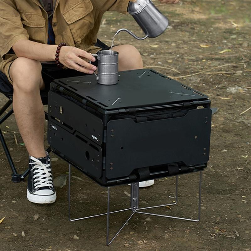 Camping Folding Coolers Stand Storage Box Bracket Metal Luggage Rack Portable Ices Box Holder for Outdoor Travel Cooking