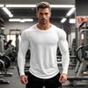 Muscleguys Mens Muscle Slim Fitted Running T-Shirts Autunm Cotton Long Sleeve Crewneck Gym Workout Plain Sports Fitness T Shirts