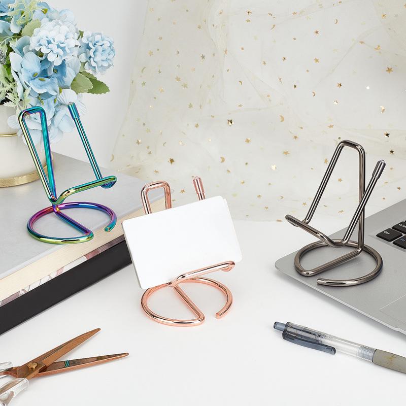 Minimalist Iron Desktop Phone and Business Card Holder Stand