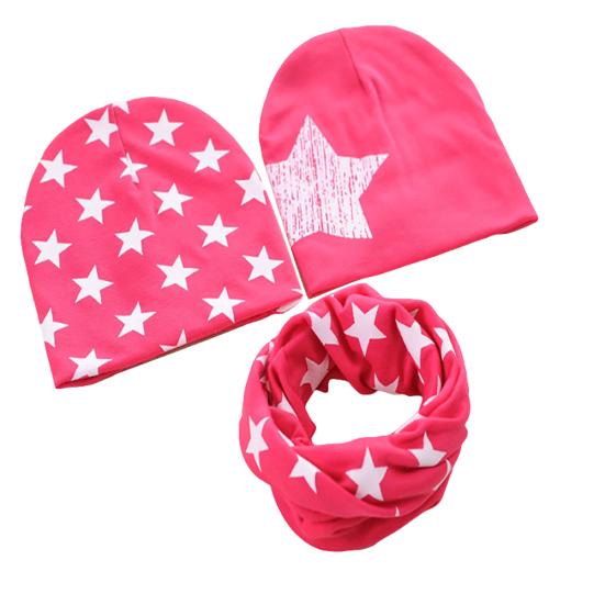 Beanie + Eșarfă Set 3 Bucăți Căciulă Beanie Print Star Set Eșarfe Căciulă Croșetată Toamnă Și Iarnă