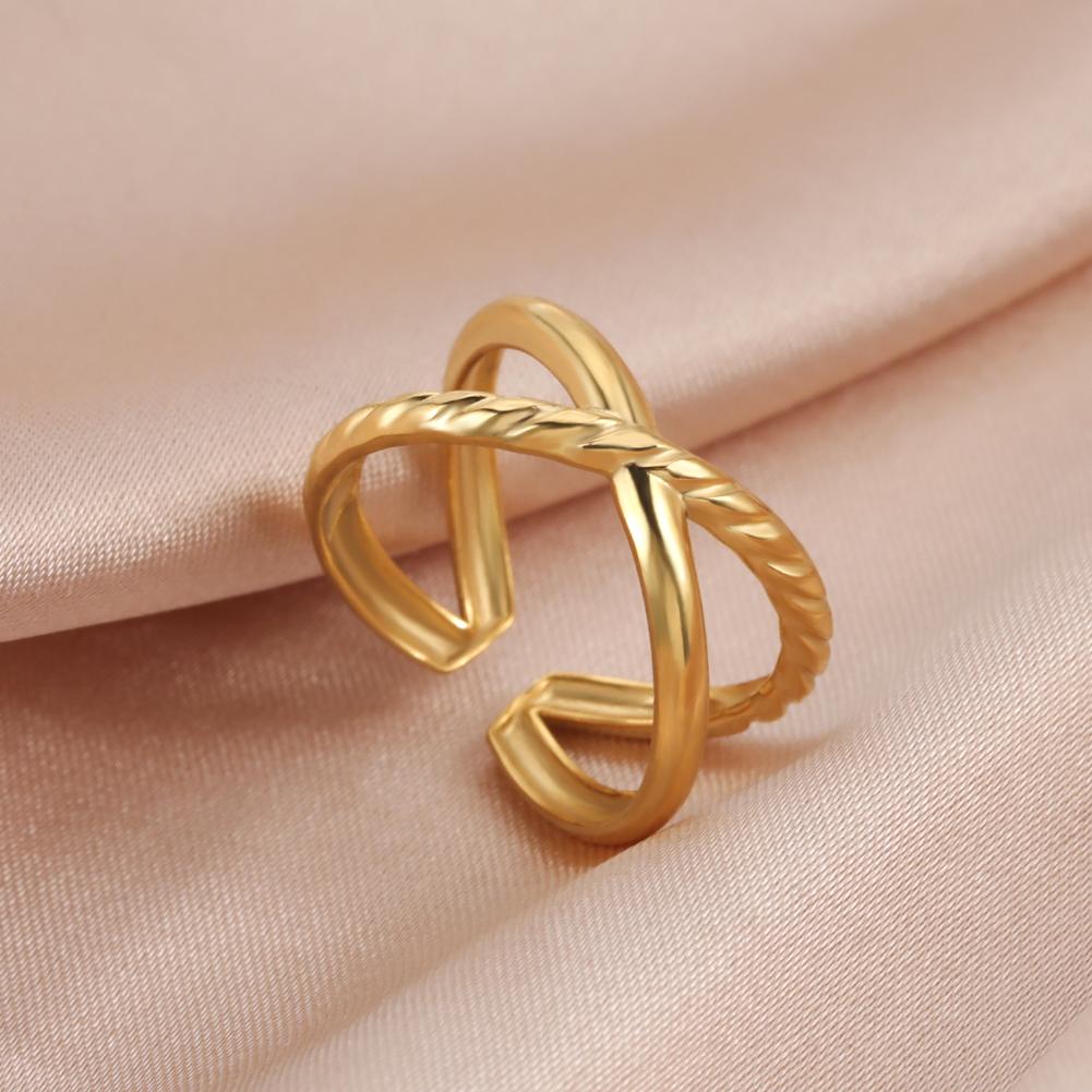 Stainless Steel Women Rings Geometric Heart Aesthetic Adjustable Open Finger Ring Fashion Party Jewelry Gifts