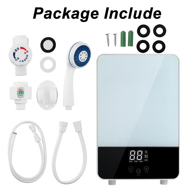 220V 6500W Instant Electric Tankless Water Heater Shower Hot Water Heater Thermostat Kitchen Bathroom LCD Display Pu Huo Da Yu 2KG