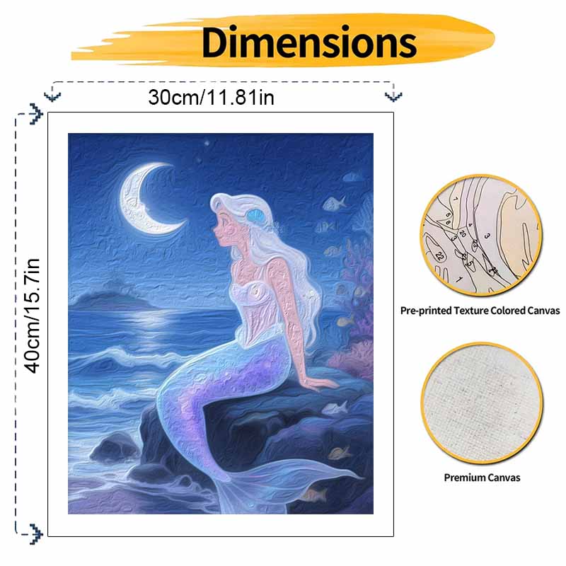 Disney mermaid oil painting hand painting coloring painting handmade diy home decoration gift