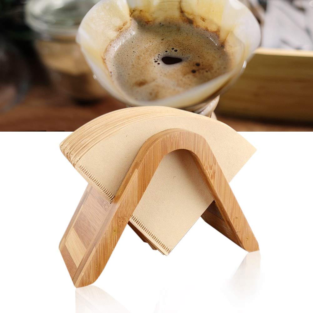 Yosoo Coffee Paper Coffee Filter Bamboo Cone 100 Coffee Paper Kitchen Supplies Stand, Holder, Wood, Shape, Filters, Storage, Coffee/Tea Supplies,