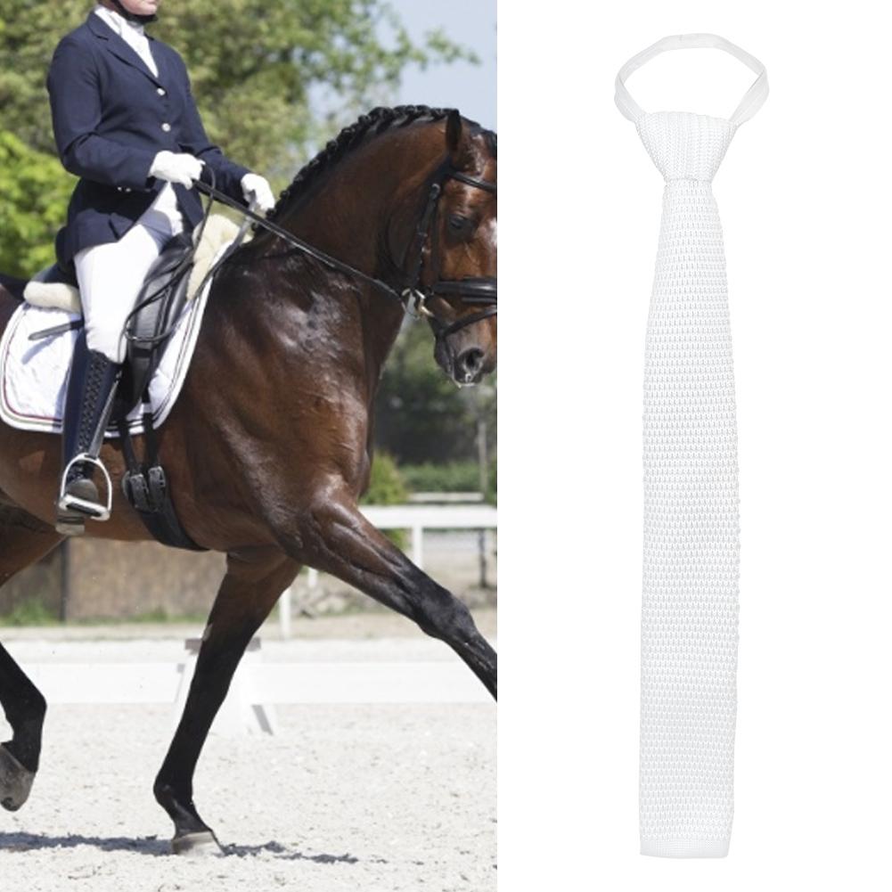 White Polyester Equestrian Necktie Stock Tie Unisex Male Female Horse Riding Accessory