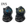 Fantasy Creature Figurine Mysterious Hooded Black Cat Resin Figurine, Gothic Wizard Statue with Big Eyes, Witch Themed Decoration Mini Desktop