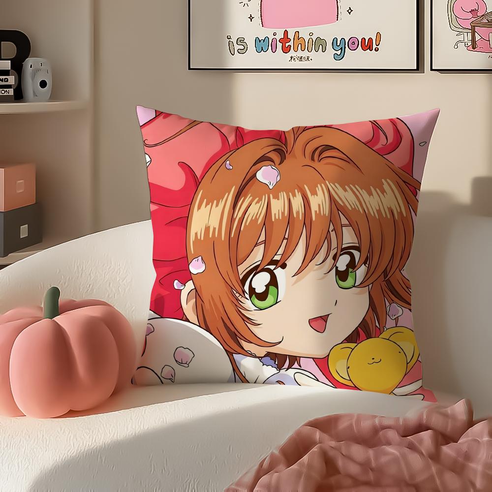 Magical Cute Japanese Anime CCardcaptor Sakura Cushion Cover Pillowcase Short Plush Invisible zipper Room Sofa Cushion Cover