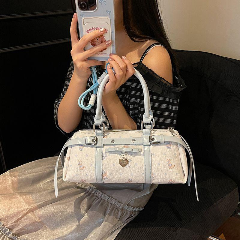Dolce Carino Floreale Kawaii Coniglio Orso Pelle PU Grande Capacità Borsa Portaoggetti Borsa a Tracolla Borsa a Mano Borsa a Spalla Borse da Donna