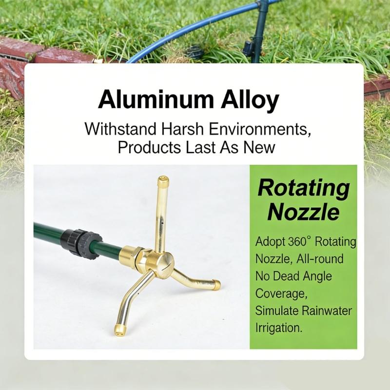 Extendable 360 Degree Swiveling 3 Arm Metal Sprinkler Featuring Solid Metal Base For Large Area Coverage