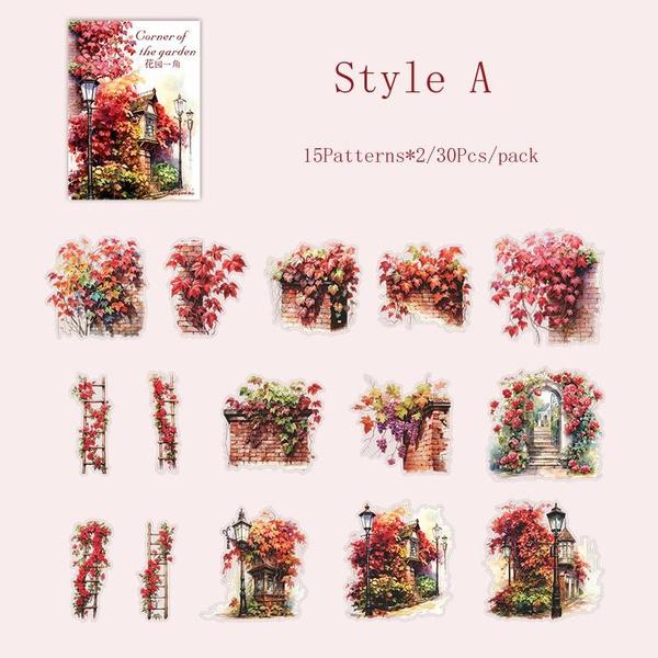 

30 шт. 6 стилей серии наклеек Garden Corner идеально подходят для коллажа, скрапбукинга, товаров для творчества A