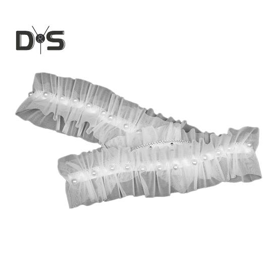 

1 пара свадебных кружевных подвязок для ног с украшением из искусственного жемчуга, свадебные подвязки, сетчатые элегантные свадебные аксессуары с цветочным принтом для женщин и девочек белый