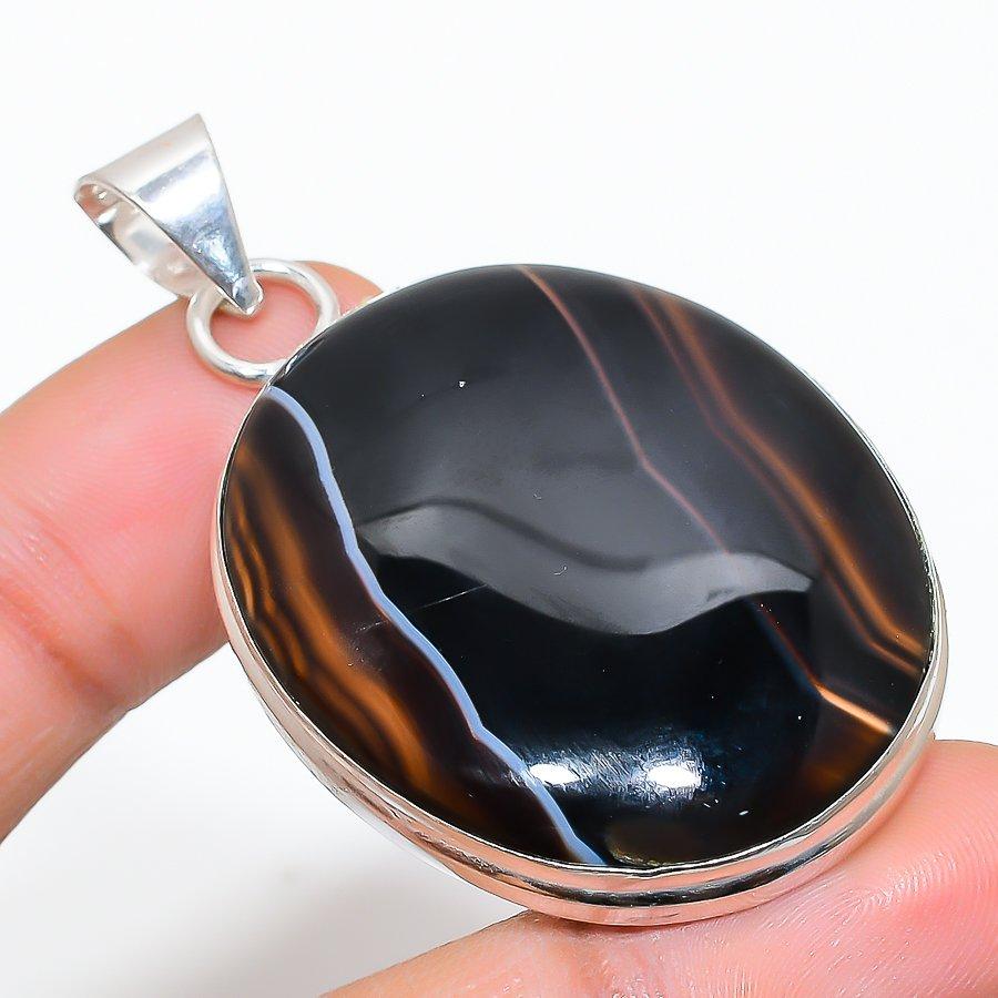 

Подвеска ручной работы в этническом стиле с агатом и драгоценным камнем Монтана 2,17 дюйма VM-1548