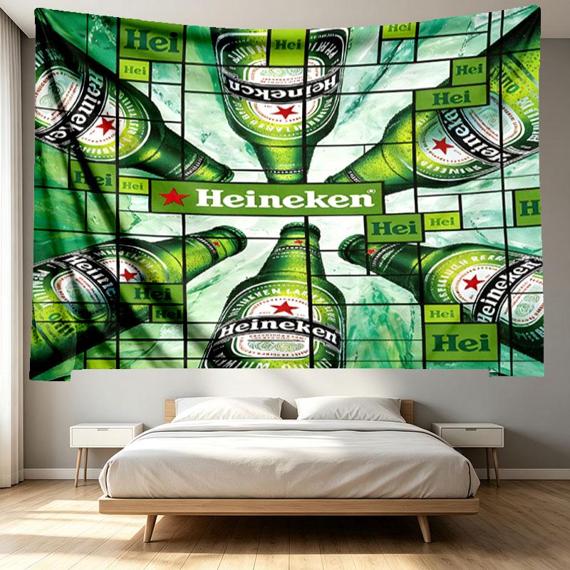 Heineken Print Tapestry - Portable Wall Decor Cloth, for Home, Dorm, Travel, Bedroom, Living Room - Ideal Birthday Housewarming Gift