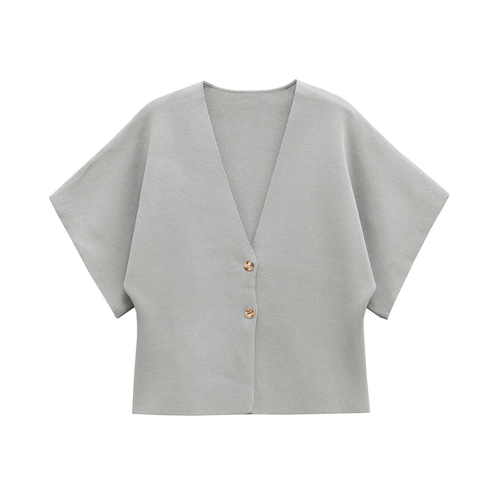 

Весна 2025 Женский повседневный вязаный кардиган в европейском и американском стиле L зелёный/серый