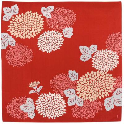 Hamamonyo Stor Furoshiki Chrysantemum Vinröd (90 cm) Mönster,