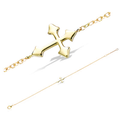 [R5194] - Gold Plated 'Cross' Bracelet - 13x10 Mm
