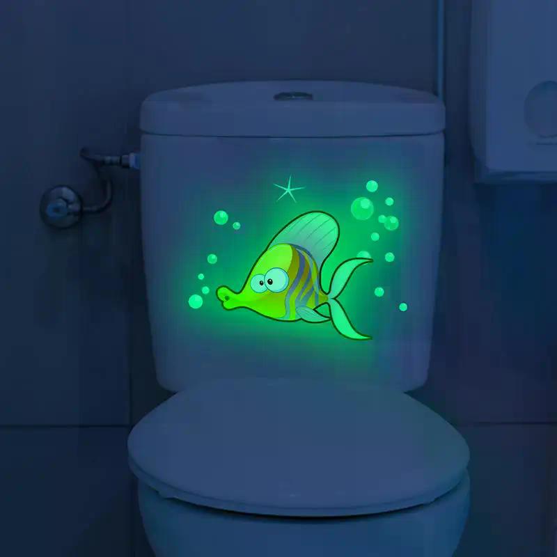 Glow-In-The-Dark Fish Toilet Stickers Luminous Wall Windows Car Stickers Self-Adhesive Removable PVC Decals Home Decor