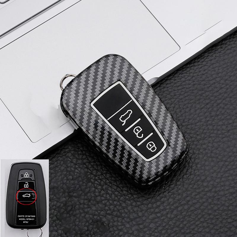 Carbon Fiber Auto Key Fob Case Cover Fit For Toyota C-Hr Chr Rav4 Rav 4 Corolla Camry Avalon Land Cruiser Prado Prius