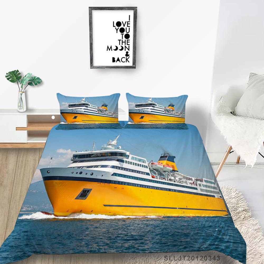 3D Digital Printing Quilt Cover Pillowcase Two or Three-piece Cruise Series Polyester