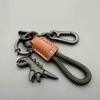 Cartoon Dinosaur Pendant Animals Bag Hanging Accessories Leather Rope Car Keychain  Car Accessory