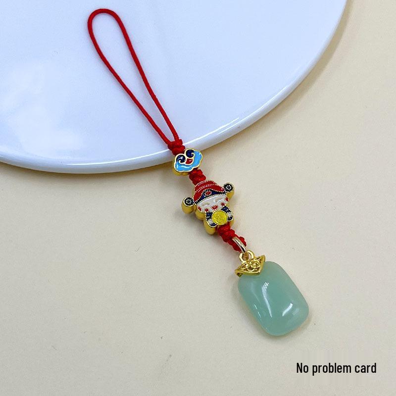 Prosperity God Keychain: Wealth & Peace Pendant for Car, Phone, and Bag