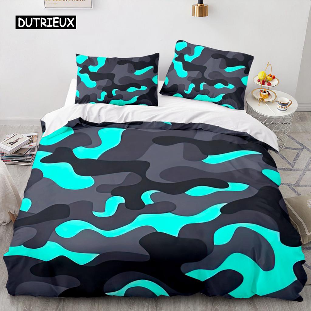 Camouflage Bettwäsche Set Abstrakt Bettbezug Grün Dschungel Komfortbezug Camouflage für Teenager Jungen Erwachsene Schlafzimmer Heimdekorationen