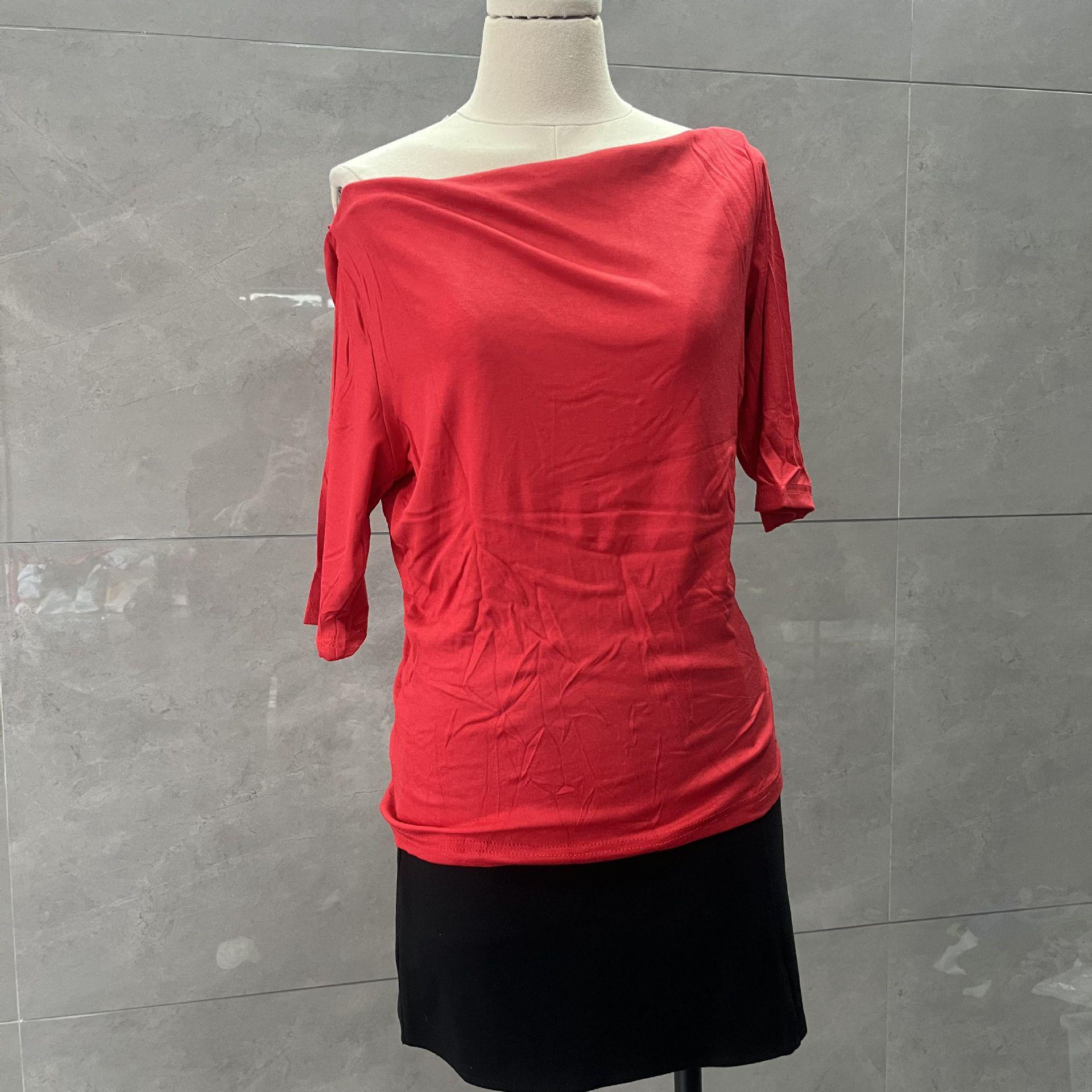 

Женская футболка с открытыми плечами, облегающего кроя, со рукавами средней длины - Универсальный однотонный цвет для весны и осени XL (around 125 lbs)